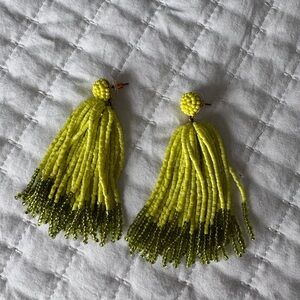 J. Crew Lime Beaded Tassel Earrings